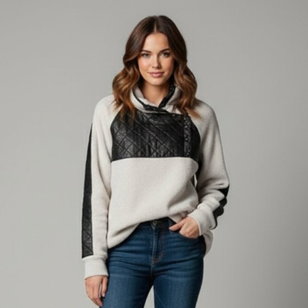 46. Abercrombie & Fitch Faux Leather Quilted Sweatshirt